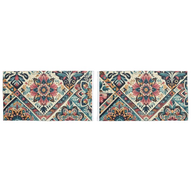 BOHO pattern Pair King Size Pillowcase (Front-Set)