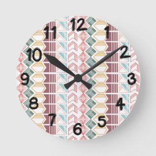 Boho Pattern Round Clock
