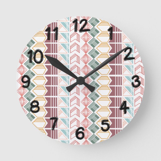 Boho Pattern Round Clock (Front)