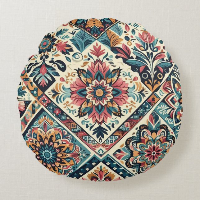 BOHO pattern Round Pillow (Front)