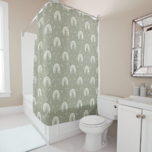 Boho Pattern Sage Green Shower Curtain