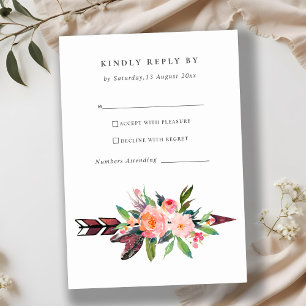 BOHO PAYS BLEUS FLÈCHE FLORALE MARIAGE RSVP