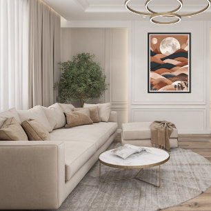 Boho Paysage Lune Poster en terre cuite