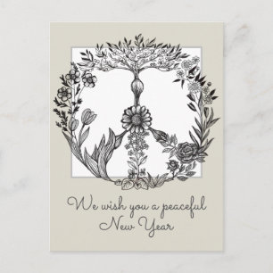 Boho Peace Sign Elegant Girly Cute Pretty Floral Postcard