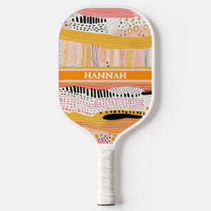 Boho Peach Gold Personalized Pickleball Paddle
