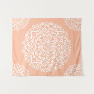 Boho Peach Mandala Tapestry