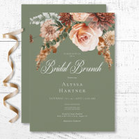 Boho Peach & Rust Floral Sage Green Bridal Brunch