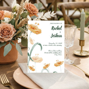 Boho Peach Wildflower & Sage Green Wedding Invitation