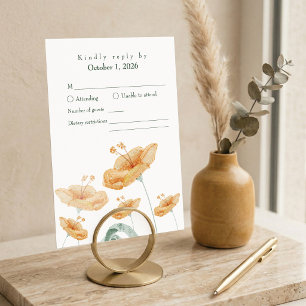 Boho Peach Wildflower & Sage Green Wedding RSVP Card