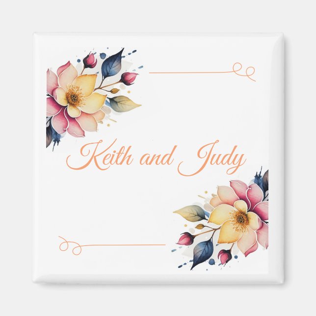 Boho Peachy Floral Magnet (Front)