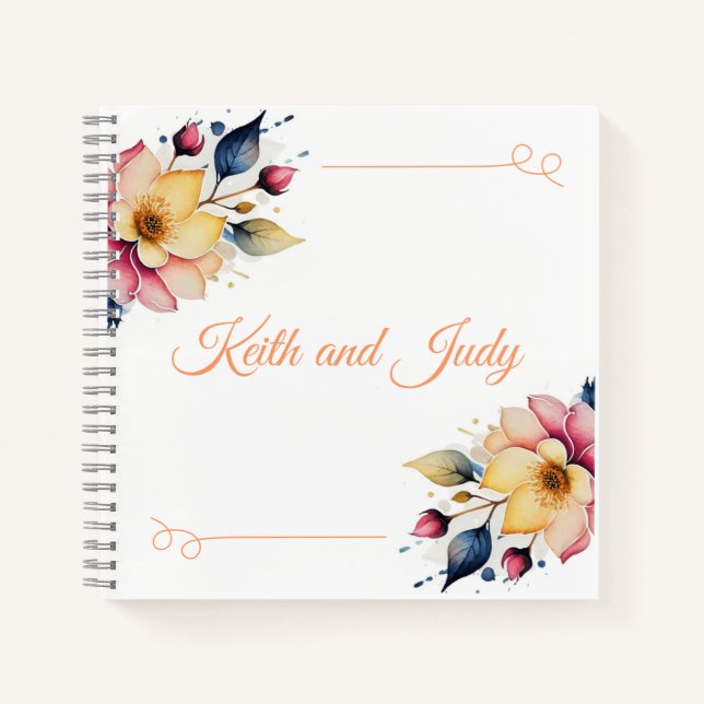 Boho Peachy Floral Notebook (Front)