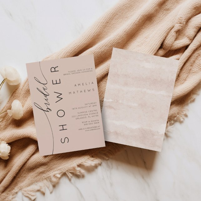 Boho Peachy Pink Simple Bridal Shower Invitation (Creator Uploaded)