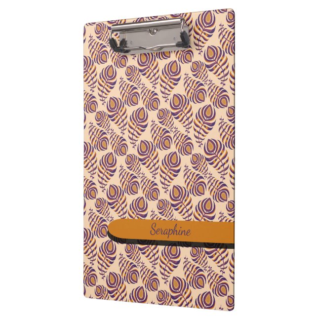 Boho Peacock Feather Clipboard (Left)
