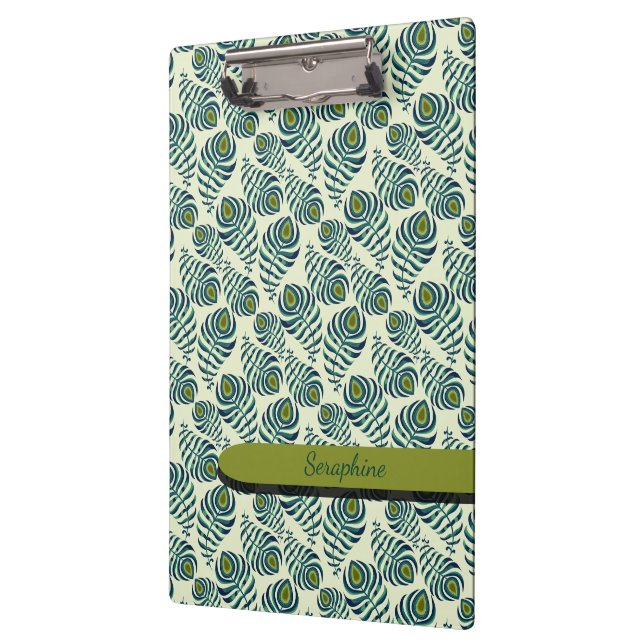 Boho Peacock Feather Clipboard (Left)