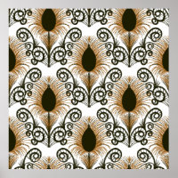 Boho Peacock Feather Jewel Tone-Brown & Gold