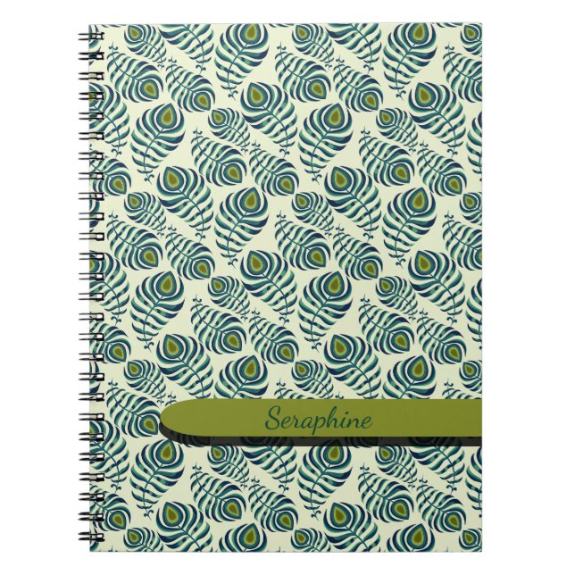 Boho Peacock Feather Notebook (Front)