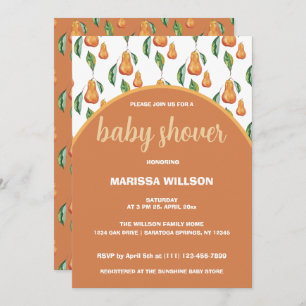 Boho Pear Watercolor Hand-painted Invitation