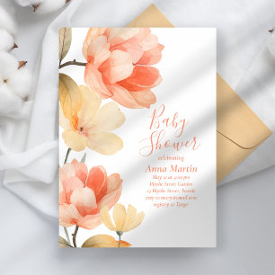 Boho Peonies Baby Shower Invitation