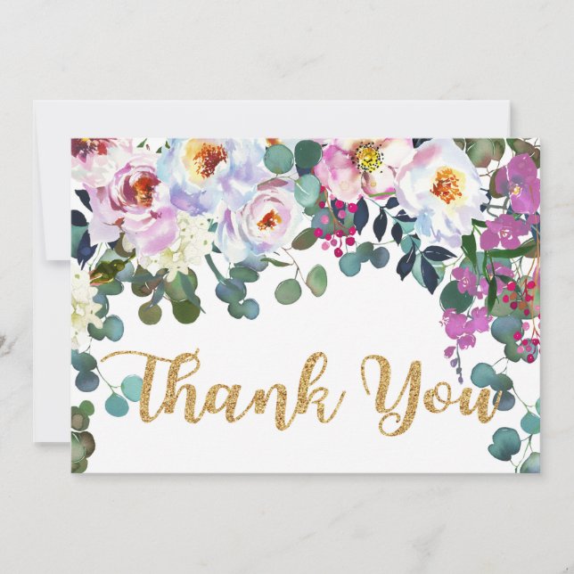 Boho Peonies Blanc Or Floral Merci moderne (Devant)