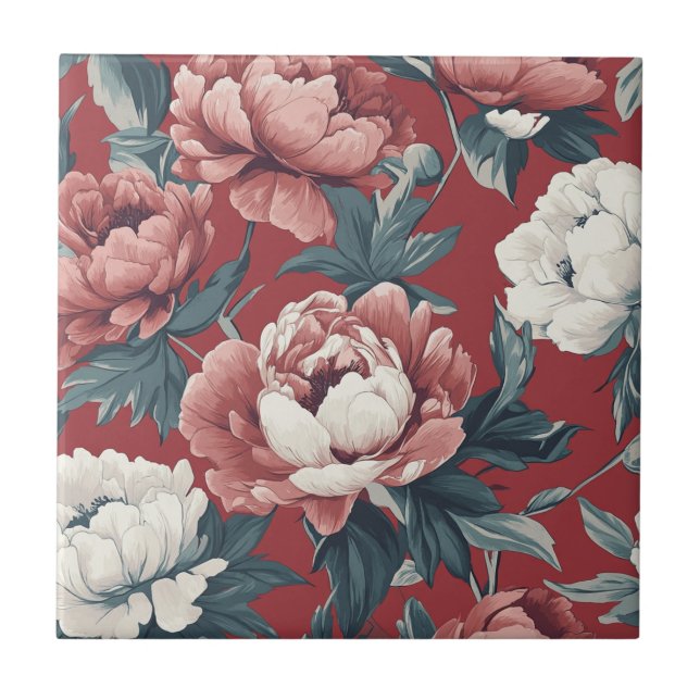 Boho Peonies Carreaux En Céramique Pour Parquet (Devant)