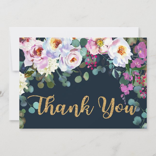 Boho Peonies Marine or Floral Merci moderne (Devant)