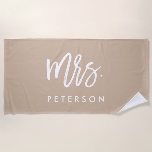 Boho Personalized Bachelorette Bride Honeymoon Beach Towel (Front)