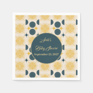 Boho Personalized Sun Moon Stars Blue Yellow Napkin