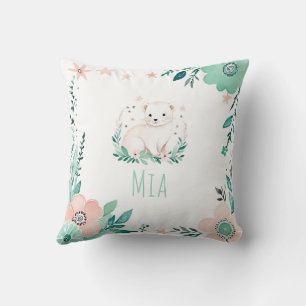 Boho personnalisé bébé Ermine Coussin Pastel Green