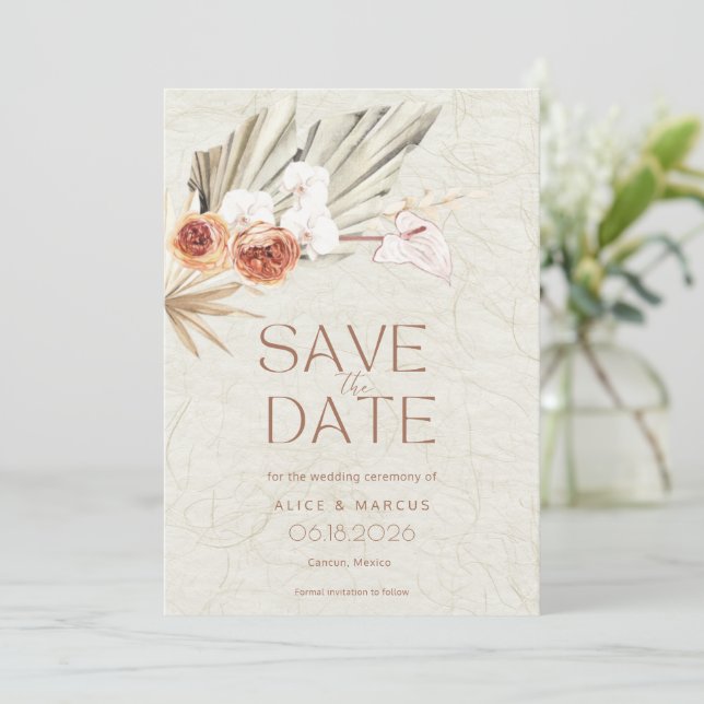 Boho Photo Fall Wedding Save The Date (Standing Front)