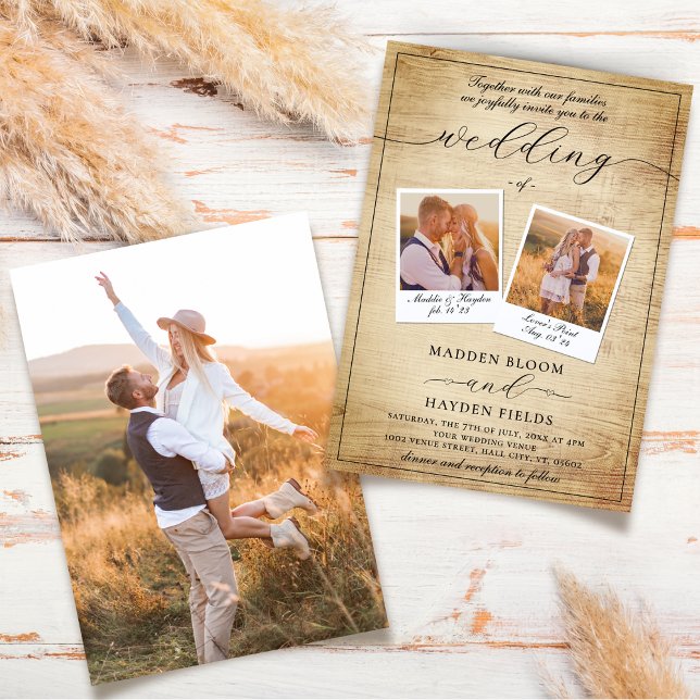 Boho Photo Wedding Invite Modern Rustic  (Creator Uploaded)