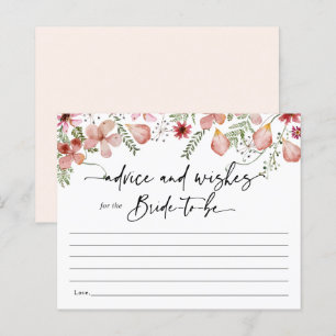 Boho Pink Advice and Wishes for Bride Card