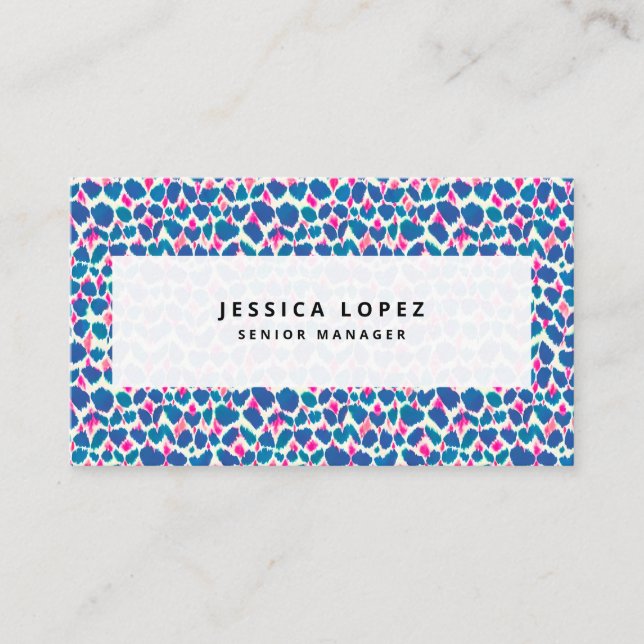 Boho Pink and Blue Brushstroke Business Card (Front)