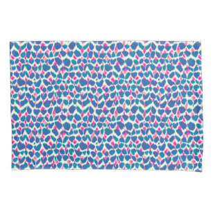 Boho Pink and Blue Brushstrokes Pillowcase