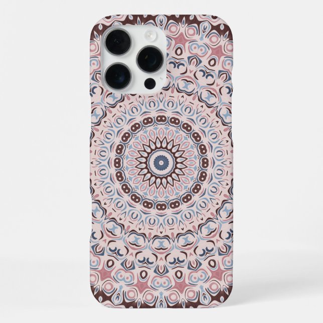 Boho Pink and Blue Mandala Pattern iPhone Case (Back)