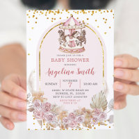 Boho Pink and Gold Floral Carousel Baby Shower