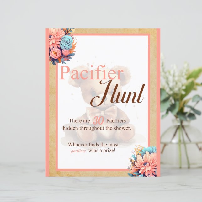 Boho Pink Bear Baby Shower Duck Hunt Game (Standing Front)