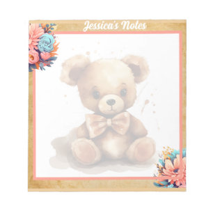 Boho Pink Bear Baby Shower  Notepad