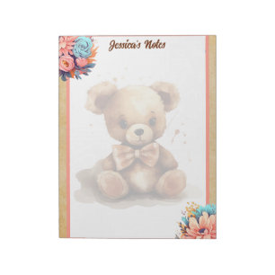 Boho Pink Bear Baby Shower  Notepad