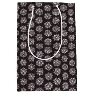 Boho Pink & Black Mandala Medium Gift Bag
