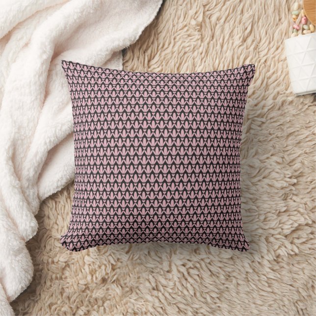 Boho Pink & Black Throw Pillow (Blanket)