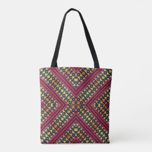 Boho Pink, Blue, Orange & Yellow Tribal Inspired  Tote Bag