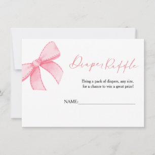 Boho Pink Bow  Daiper Raffle for baby Shower Card