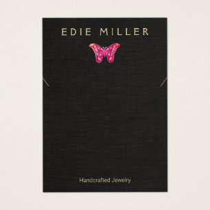 Boho Pink Butterfly Necklace Bracelet Display Card