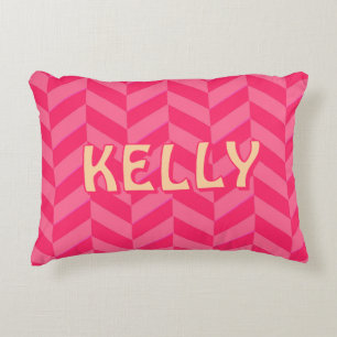 Boho Pink Chevron Ikat Inspired Pattern Red Accent Pillow