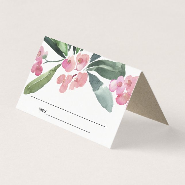 BOHO PINK CHRIST THORN BLOOM MARIAGE CARTE DE PLAC (Front)