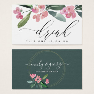 BOHO PINK CHRIST THORN BLOOM WEDDING DRINK TICKET