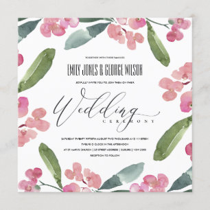 BOHO PINK CHRIST THORN CACTI BLOOM FRAME WEDDING INVITATION