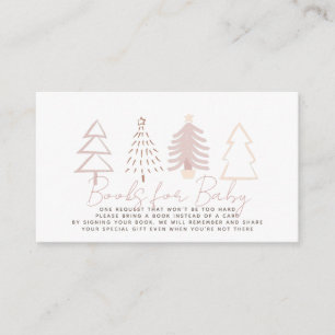 Boho Pink Christmas Trees Baby Shower Book Request Enclosure Card