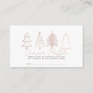 Boho Pink Christmas Trees Diaper Raffle Ticket Enclosure Card