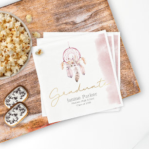 Boho Pink Class Year Graduation Party Napkin